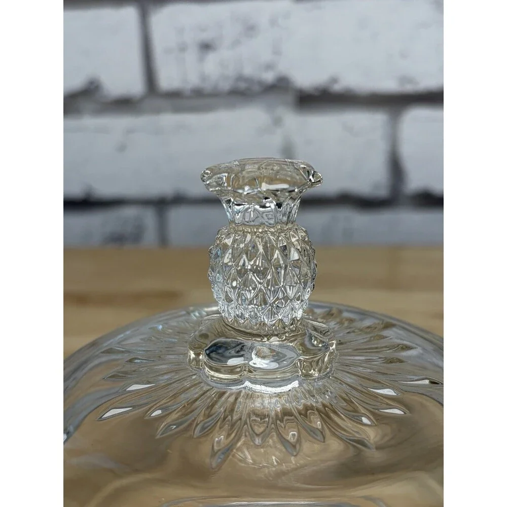 Heisey Glass Plantation Pineapple Round Covered Butter Dish + Punch Cup Vintage